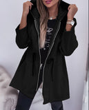 2025 Fashion Casual Autumn And Winter Hooded Zipper Jacket Women's Clothing HZ0107