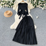 Design Sense T-Shirt With Irregular Hem Pressure Folding Blouse High-Waisted Half-Body Skirt