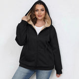 Large Size Women's Winter Explosion Warm Plush Hoodie Jacket