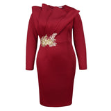 Personality Embroidered Long-Sleeved Evening Dress Lotus Side Party Long Dress Evening Dresses HZ0107