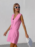 2025 Design Cotton Suit Vest Suit Women's Summer Leisure Sleeveless Vest Shorts Two-Set HZ0107