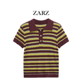 ZARZ Homemade New Women's Classic Striped POLO Collar Blouse 9588032 HZ0107