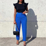 Spring 2025 New Elegant OL Professional Trousers Thin Small Foot Pants African High-Waisted Casual Pants HZ0107