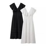 ZARZ Homemade New Women's Classic Fashion V-Neck Flying Sleeves Lotus Leaf Dress HZ0107