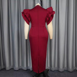 AM040503 Summer New Sexy Hollow Half-High Collar Dress Party Dinner Nail Beads High Waist Dress Dress HZ0107