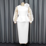 AM040614 Party Party Wind Pink Dress Fashion Perspective Sleeve High Waist Dress Dress HZ0107