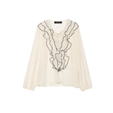 ZARZ Homemade New Women's Oceanic Laminated Semi-Transparent Shirt 3897/052/712 HZ0107