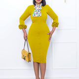 D281 Women's 2025 Summer New Solid-Colored Open-Fork Professional Bag OL Pencil Skirt Silk Scarf Dress HZ0107