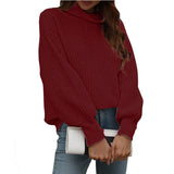 New Solid-Color Knitted Shirt Women's High-Collar Women's New High-Collar Sweater In Autumn And Winter 2025