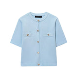 ZARZ Homemade New Women's Smocoat Smozy Short-Sleeved Knitted Top 1822/022/621 HZ0107