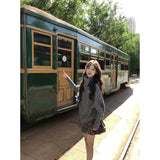 Korean Atmosphere Feel Gray High-Neck Knitted Sweater Sweater Autumn And Winter Irregular Top