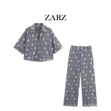 ZARZ Homemade New Women's Embroidered T-Shirt Embroidered Small Tricked Legs HZ0107