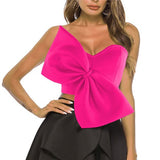 A92244 Bow Wrapped In Bras And Shoulders With Short Shirt Women Women Tops Direct Selling HZ0107