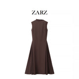 ZARZ Homemade New Women's Dress Classic Fashion Vietnamese Small Semi-Necked Dress HZ0107