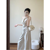 Hang Neck Collar Vest Temperament High-End Blouse Broad Leg Slack Feel To Wear Suit