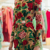 2025 Fashion Half-High-Necked Lace Embroidered Sexy Buffet Dress Dress