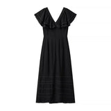 ZARZ Homemade New Women's Classic Fashion V-Neck Flying Sleeves Lotus Leaf Dress HZ0107