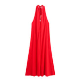 ZARZ Homemade New Women's Clothing Bow Ornament Hanging Neck Flute Dress 8039116 HZ0107