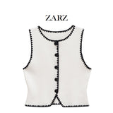 ZARZ Homemade New Women's Oceanic Smozy Claming Embroidered Knitted Vest 5536104 HZ0107