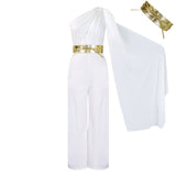 Pants Women's 2025 Spring And Summer New Fashion Temperament Collar Splicing Folding OL High-Waisted African Jumpsuit HZ0107