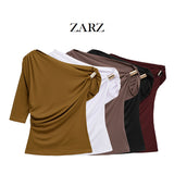 ZARZ Homemade New Women's Clothing Fashionable Asymmetric Nylon Top 1026164 HZ0107