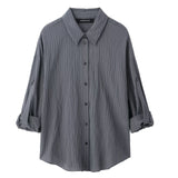 ZARZ Homemade New Women's Classic Adjustable Short Sleeve Striped Shirt 9064/550 HZ0107