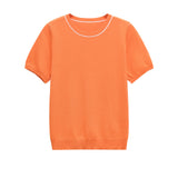 ZARZ Homemade New Women's Classic Bingbian Short-Sleeved Knitted Knitting Top 3390008 HZ0107