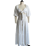 D2202525 Summer Wrapped Bra Strap Wide Leg Pants Large Size Two-Set Casual Suit HZ0107