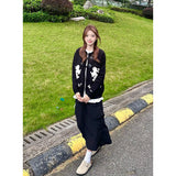 Colling Color Design Sense Retro Striped Knitted Cardigan Women's Spring And Summer College Style Sweater Tibetan Blue Short Skirt Two-Piece Set