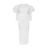 AM220540 Lace Perspective Bubble Sleeve Seven-Sleeve Body-Repight Party Dress Dress Girl Party Dress HZ0107