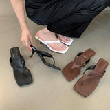 Summer New French High-Heeled Toe Cat And Word Drag Wearing Skirts With Skirts Women's Head And Beach Shoes HZ0107