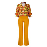 D541 Women's Ebay Printed Long-Sleeved Shirt Temperament Elegant Broad Leg Pants Fashion African Set HZ0107