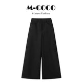 Korean High-Grade Black Knitted Cardigan Doll Collar Bottom Shirt Jersey Trousers Three-Piece Set