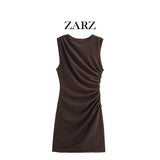 ZARZ Homemade New Women's Classic Folded Decorative Short Dress 3067260 HZ0107