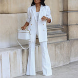 2025 New Solid Color Casual Suit Wide Leg Pants Suit Two Sets HZ0107