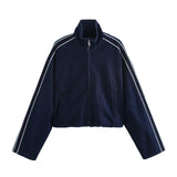 ZARZ Homemade New Women's Clothing Stinged Striped With Denim Coat Sided Jeans HZ0107