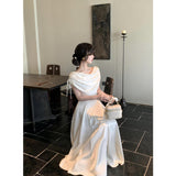 High-Level Feeling Irregular Collar Design Oblique Shoulder To Waist Dress Women's Summer 2025 New Fashion Elegant Trend