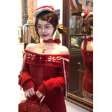 Real Price Of New Year's Red Sweater Women's New Autumn And Winter Thicken A Word On The Shoulder Snake Year's Life Year Bottom Shirt