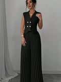 2025 New Fashion Vest 100-Folded Skirt Suit Women's Clothing HZ0107