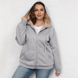 Large Size Women's Winter Explosion Warm Plush Hoodie Jacket