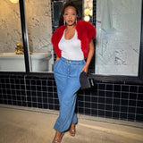 Women's Jeans Set Women's Fashion Blouse Wrapped Corset High-Waisted Denim Shorts HZ0107